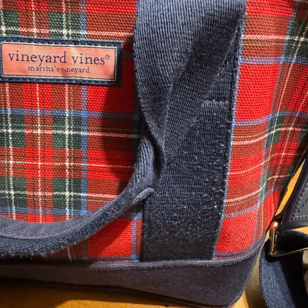 Vineyard Vines Plaid Tote in Red and Blue - Picture 2 of 5